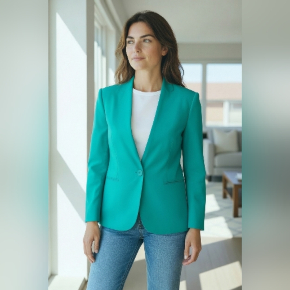 LARRY LEVINE Women's Teal Blazer SIZE MEDIUM